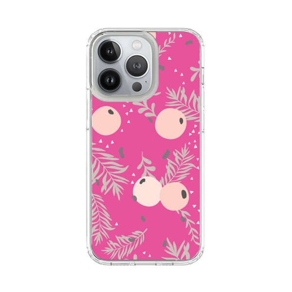Berries Floral Pattern Pink Background iPhone 13 Pro Case