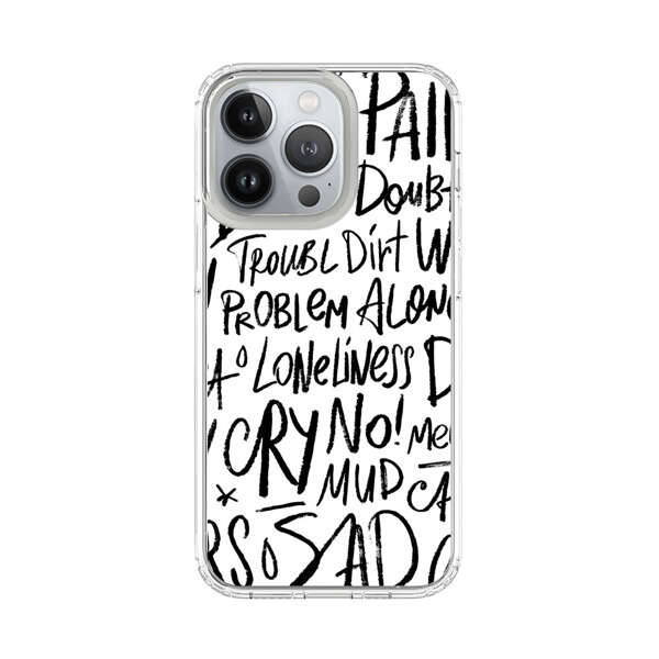 Black and White Negative Words Pattern iPhone 13 Pro Case