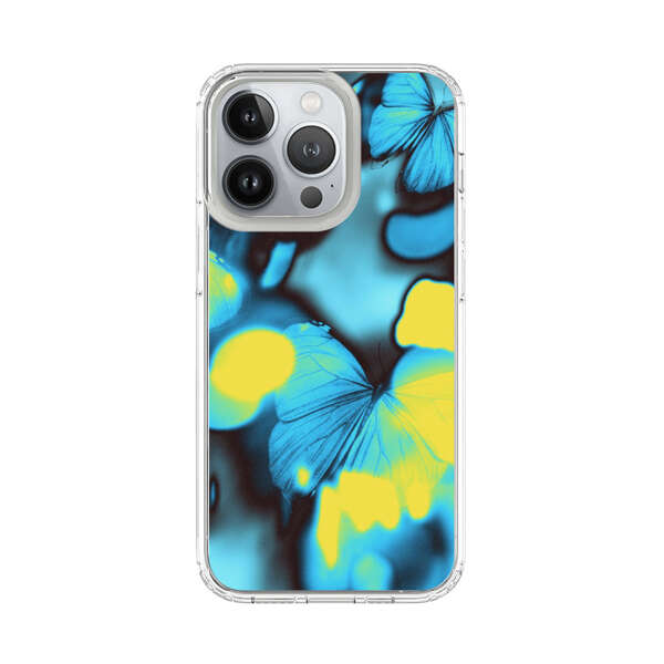 Blue Butterflies Glowing Abstract Background iPhone 13 Pro Case