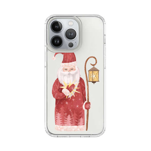 Charming Santa Claus Holding Glowing Heart and Lantern iPhone 13 Pro Case