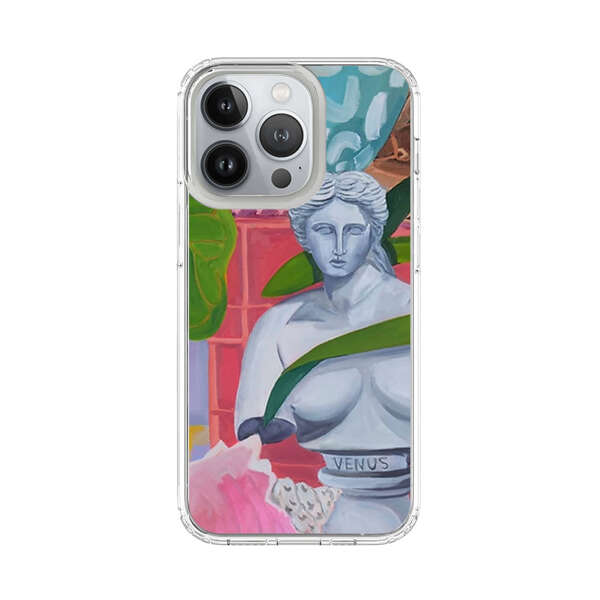 Classical Venus Bust with Green Leaves and Vibrant Vases iPhone 13 Pro Case