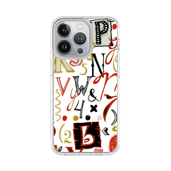 Colorful Hand Drawn Letters and Numbers Pattern iPhone 13 Pro Case