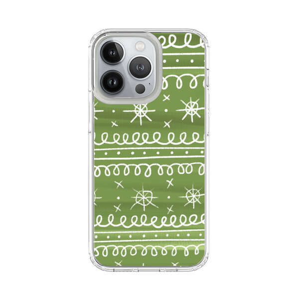 Green White Stars Loop Pattern iPhone 13 Pro Case