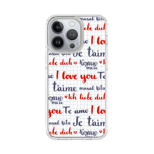 Love Message Multilingual Pattern iPhone 13 Pro Case