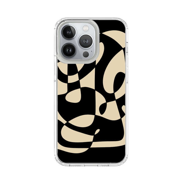 Modern Abstract Beige and Black Geometry iPhone 13 Pro Case