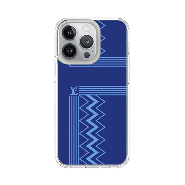 Stylish Geometric Zigzag Pattern in Blue iPhone 13 Pro Case