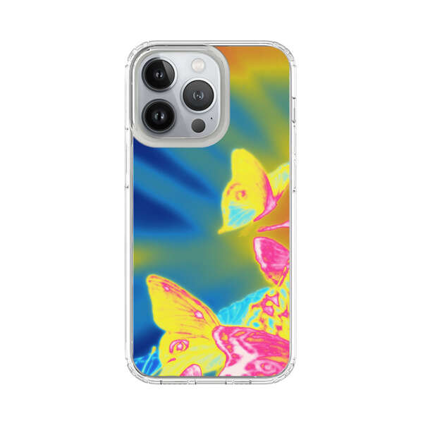 Vibrant Colorful Neon Butterflies Abstract iPhone 13 Pro Case