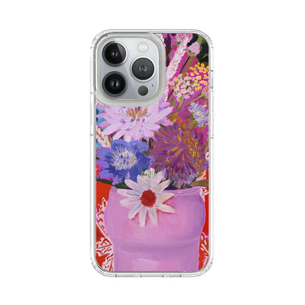 Vibrant Floral Bouquet in Pink Vase iPhone 13 Pro Case