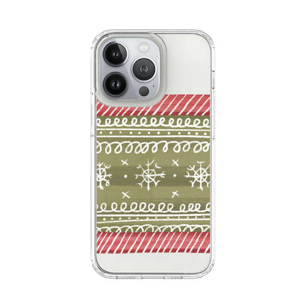 Winter Pattern with Snowflakes and Red Stripes iPhone 13 Pro Case