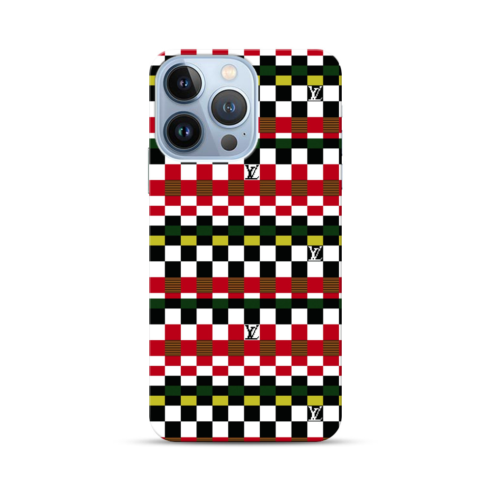 Colorful Checkerboard Stripes Pattern iPhone 13 Pro Hard Case