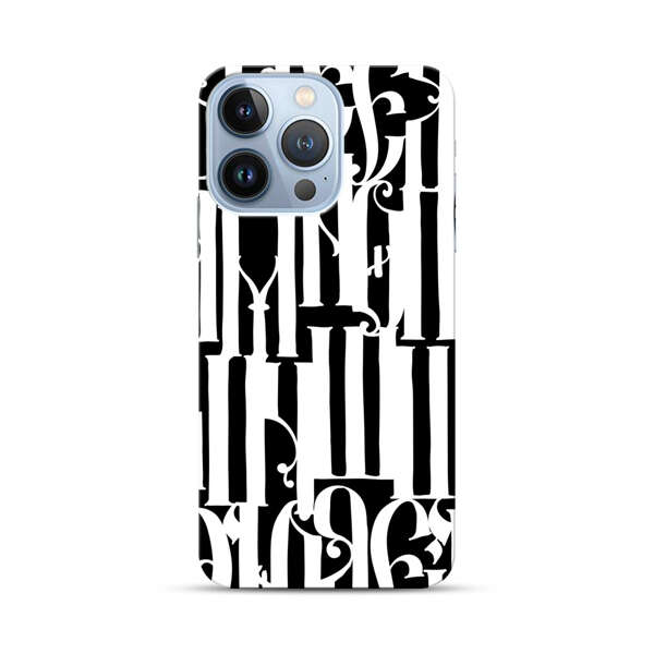 Abstract Black and White Pattern with Ornamental Letters iPhone 13 Pro Hard Case