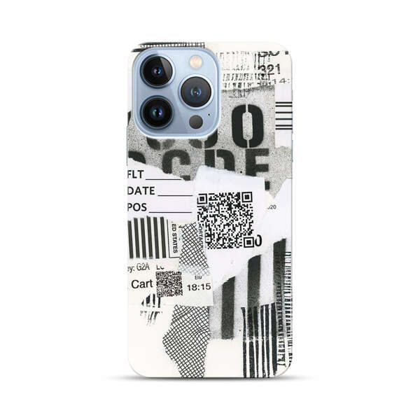 Abstract Collage Torn Paper Barcodes iPhone 13 Pro Hard Case