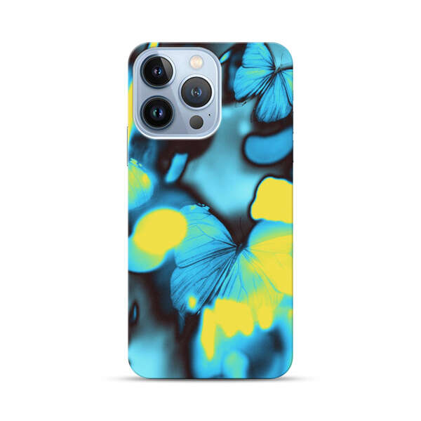 Blue Butterflies Glowing Abstract Background iPhone 13 Pro Hard Case