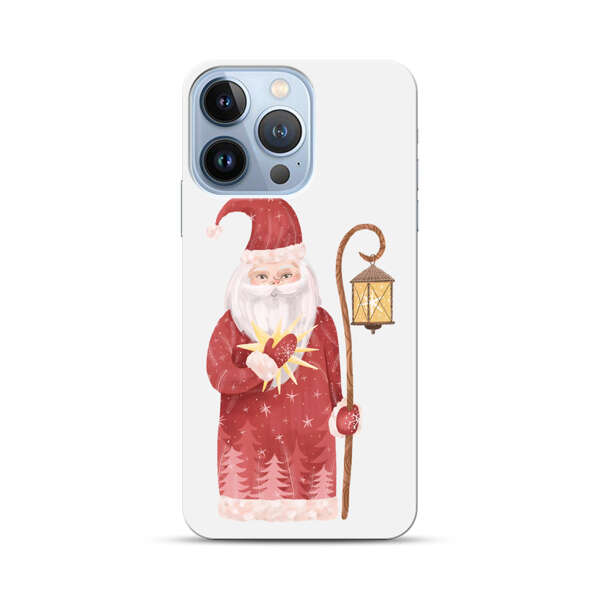 Charming Santa Claus Holding Glowing Heart and Lantern iPhone 13 Pro Hard Case