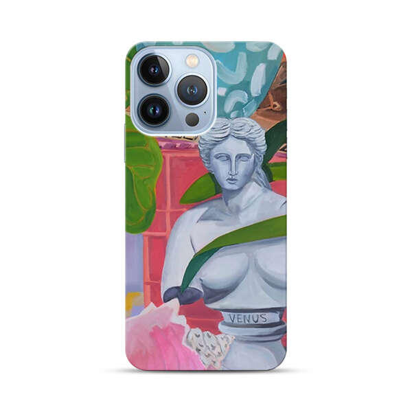 Classical Venus Bust with Green Leaves and Vibrant Vases iPhone 13 Pro Hard Case