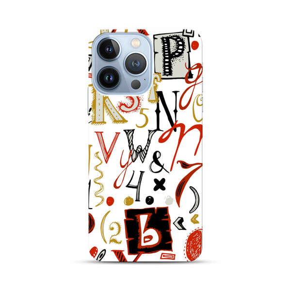 Colorful Hand Drawn Letters and Numbers Pattern iPhone 13 Pro Hard Case