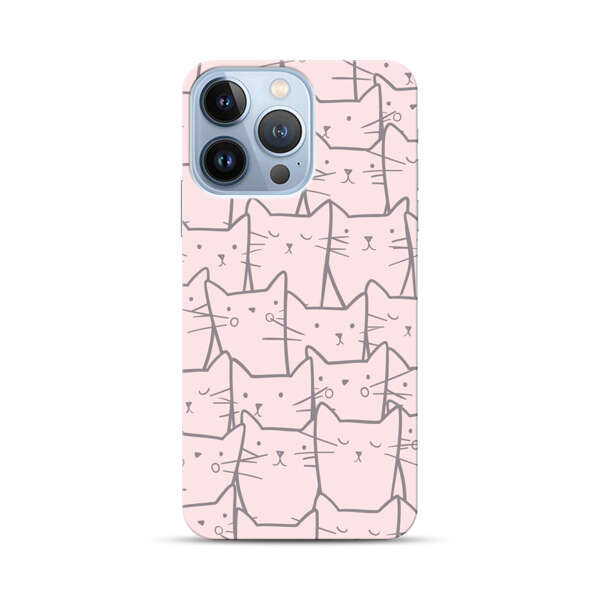 Cute Hand Drawn Cat Pattern iPhone 13 Pro Hard Case