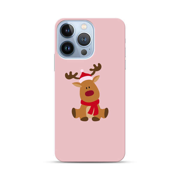 Cute Reindeer with Santa Hat and Red Scarf iPhone 13 Pro Hard Case