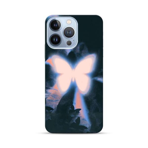 Glowing White Butterfly iPhone 13 Pro Hard Case