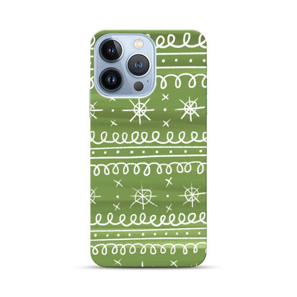 Green White Stars Loop Pattern iPhone 13 Pro Hard Case