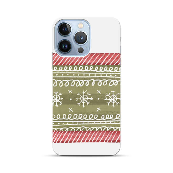Winter Pattern with Snowflakes and Red Stripes iPhone 13 Pro Hard Case