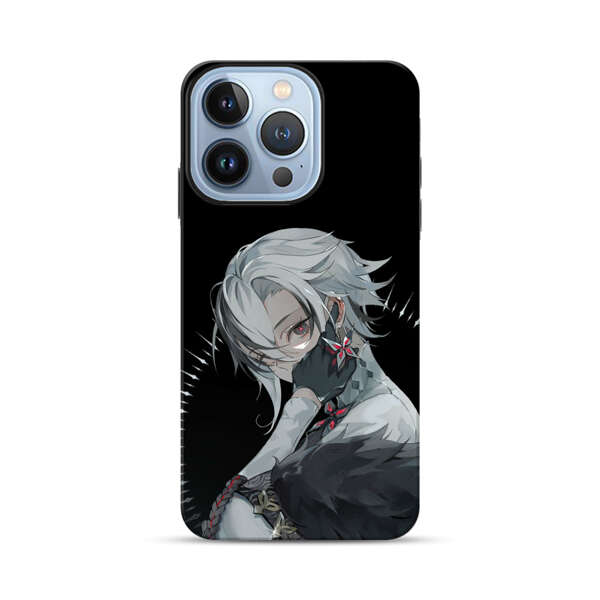 Anime Character with Silver Hair and Dark Feathers iPhone 13 Pro Impact Case