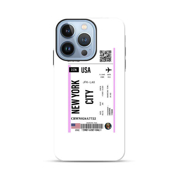 Boarding Pass New York City Flight Ticket iPhone 13 Pro Impact Case