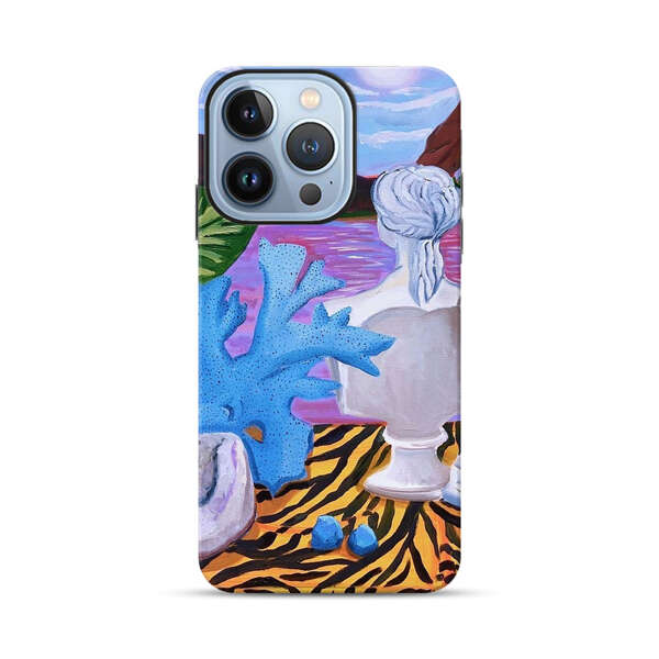 Classical Statues and Tropical Plants by the Ocean iPhone 13 Pro Impact Case