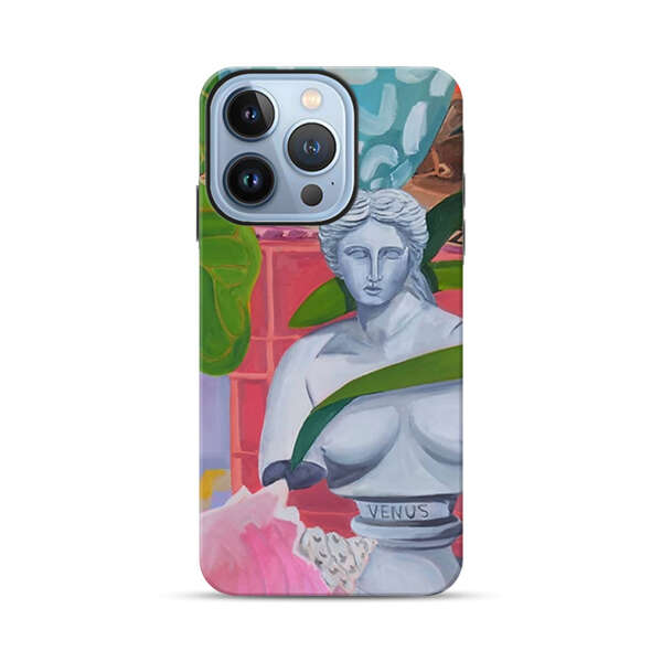Classical Venus Bust with Green Leaves and Vibrant Vases iPhone 13 Pro Impact Case