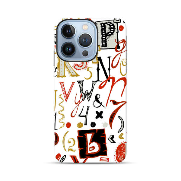 Colorful Hand Drawn Letters and Numbers Pattern iPhone 13 Pro Impact Case