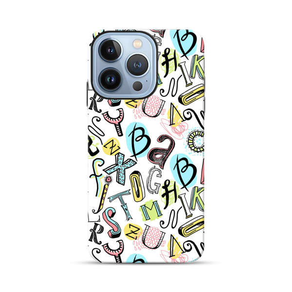 Colorful Scattered Alphabet Letters Pattern iPhone 13 Pro Impact Case