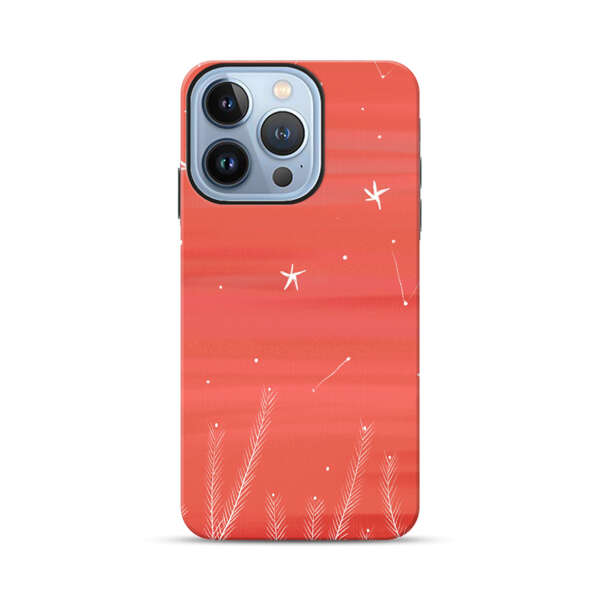 Coral Night Sky with Stars and Plants iPhone 13 Pro Impact Case