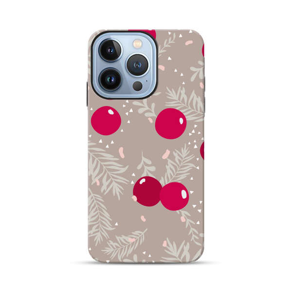 Cranberries and pine branches holiday pattern iPhone 13 Pro Impact Case