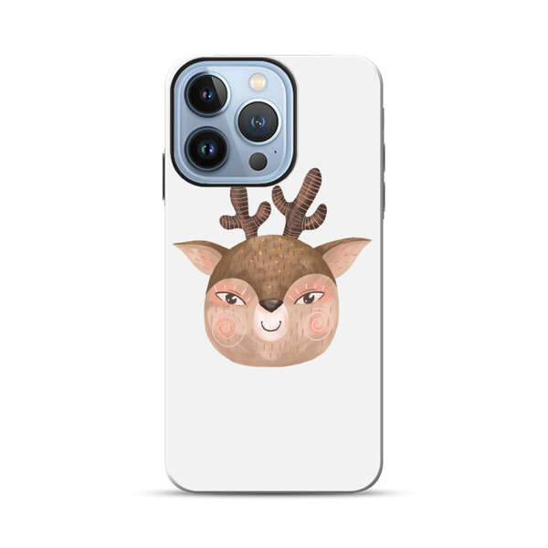Cute Cartoon Deer Face iPhone 13 Pro Impact Case