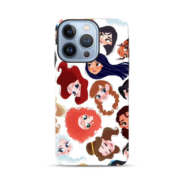 Diverse Animated Girl Faces iPhone 13 Pro Impact Case