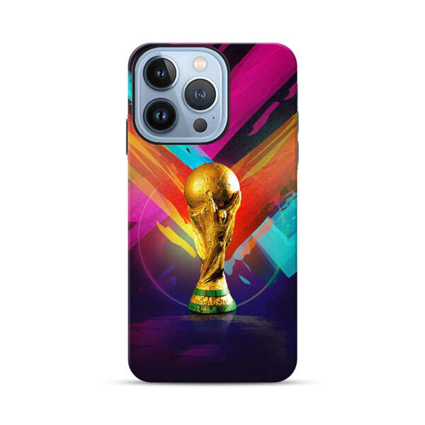 Golden Soccer Trophy with Colorful Abstract Background iPhone 13 Pro Impact Case