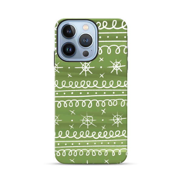 Green White Stars Loop Pattern iPhone 13 Pro Impact Case
