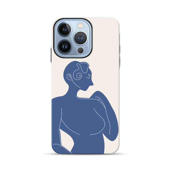 Minimalistic Abstract Female Silhouette Blue iPhone 13 Pro Impact Case