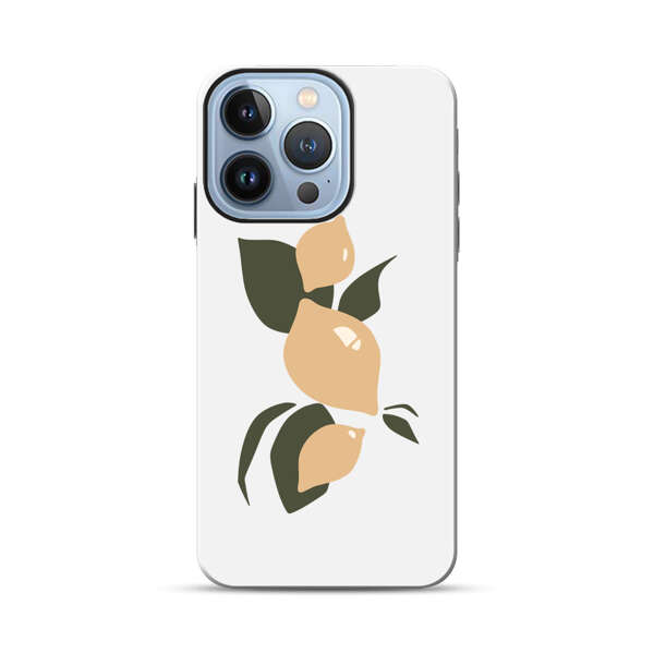 Minimalistic Beige Lemons with Green Leaves iPhone 13 Pro Impact Case