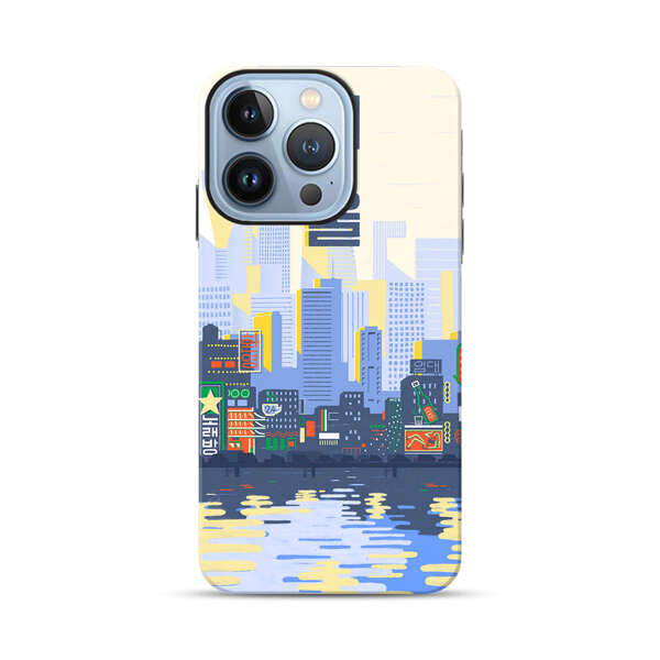 Modern City Skyline Reflection iPhone 13 Pro Impact Case