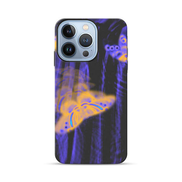 Neon Glowing Butterflies iPhone 13 Pro Impact Case