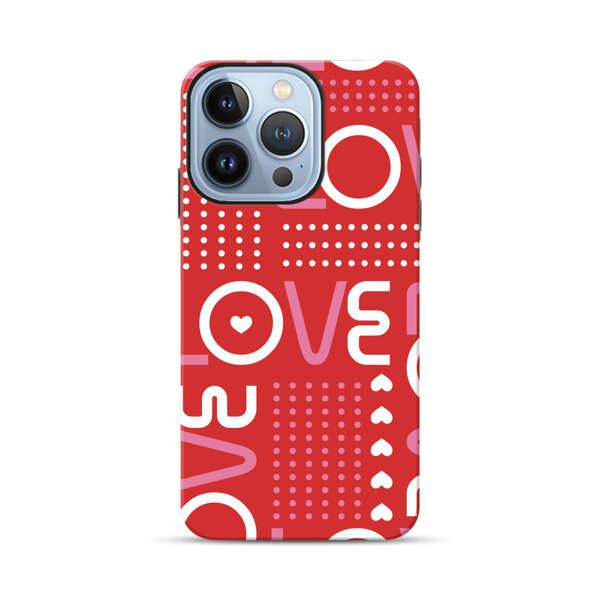 Red Love Typography Pattern iPhone 13 Pro Impact Case