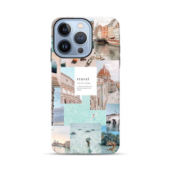 Travel Scenic Collage with Landmarks and Coastline iPhone 13 Pro Impact Case