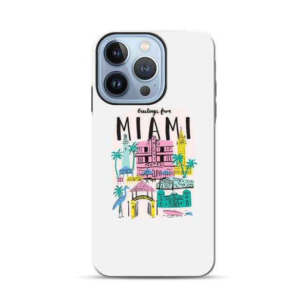 Vibrant Miami Cityscape Illustration iPhone 13 Pro Impact Case