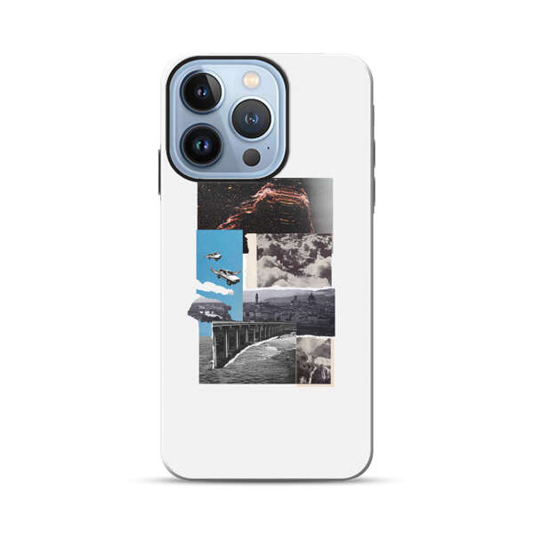 Vintage Collage with Aviation, Bridge, and Cityscape iPhone 13 Pro Impact Case