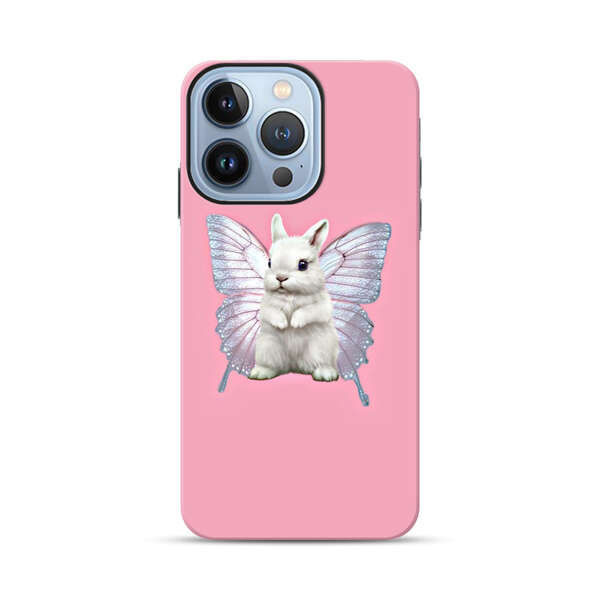 White Bunny with Butterfly Wings iPhone 13 Pro Impact Case