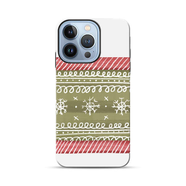 Winter Pattern with Snowflakes and Red Stripes iPhone 13 Pro Impact Case