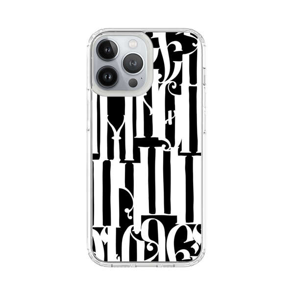 Abstract Black and White Pattern with Ornamental Letters iPhone 13 Pro Max Case