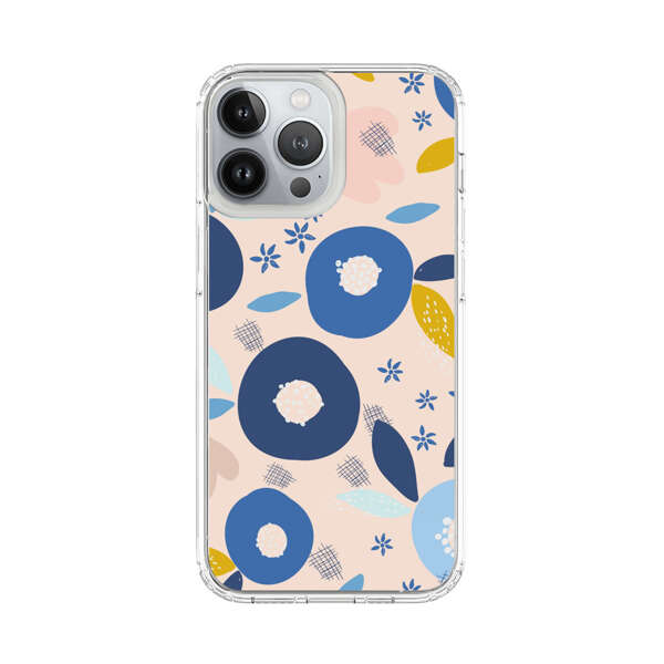 Abstract Floral Pattern with Blue, Pink and Mustard Flowers iPhone 13 Pro Max Case