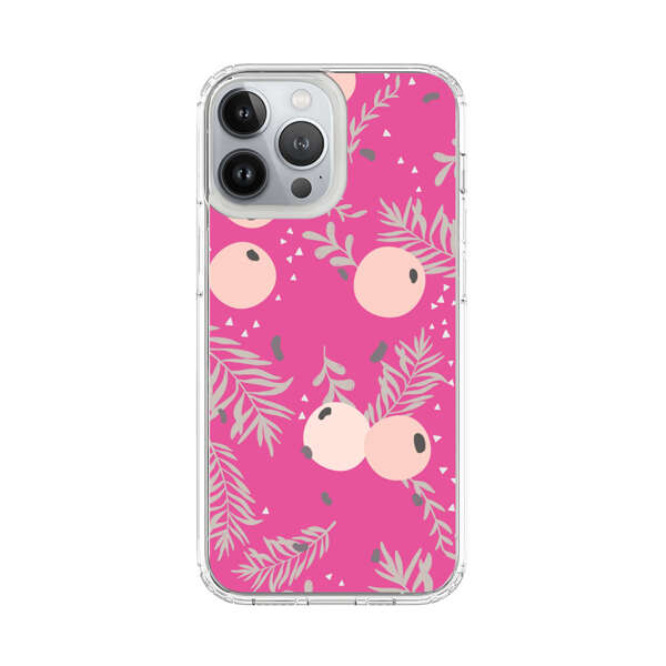 Berries Floral Pattern Pink Background iPhone 13 Pro Max Case